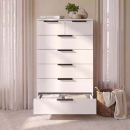 Essie Tall 7 Drawer Chest of Drawers - White - thumbnail 3