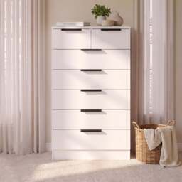 Essie Tall 7 Drawer Chest of Drawers - White - thumbnail 1