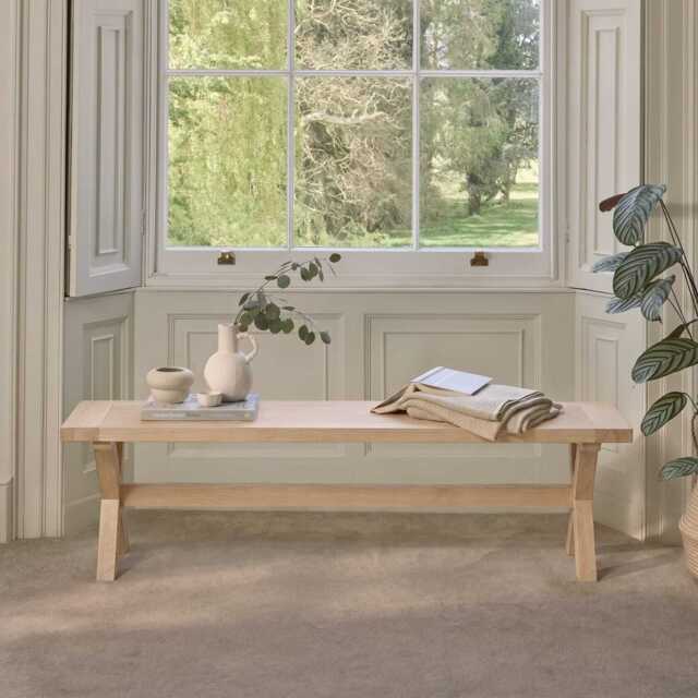Charlotte 3 Seater Dining Bench - Whitewash Oak - image 1