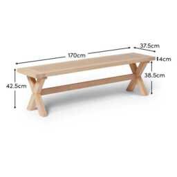 Charlotte 3 Seater Dining Bench - Whitewash Oak - thumbnail 6