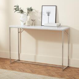 Jay Marble Effect Console Table - Chrome Legs - thumbnail 1