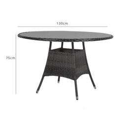 Kemble 6 Seater Garden Round Dining Table - Black - thumbnail 6