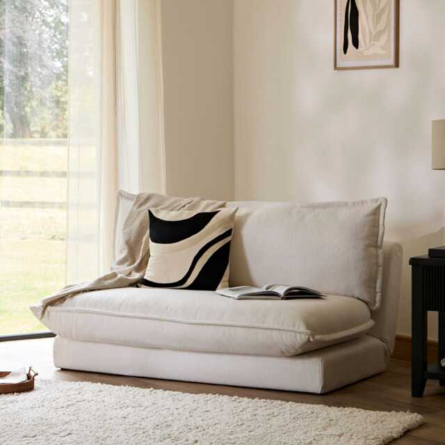 Harlow 2 Seater Double Sofa Bed - Chalk White Boucle - image 1