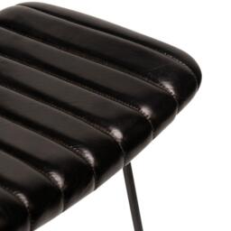 Jayden Black Leather Tall  Bar Stools - Set of 2 - Black Metal Legs - thumbnail 4