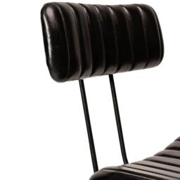 Jayden Black Leather Tall  Bar Stools - Set of 2 - Black Metal Legs - thumbnail 6