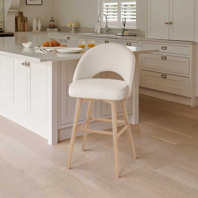 Marilyn Boucle Bar Stool - Whitewash Legs - image 1