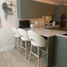 Marilyn Boucle Bar Stool - Whitewash Legs - thumbnail 2