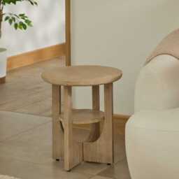 Delphi Light Brushed Acacia Side Table - thumbnail 3