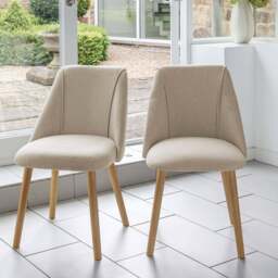 Ella 160cm Pale Oak Dining Table Set - 6 Seater - 4 Freya Dining Chairs with  2 Freya Armchairs - Sand with Pale Oak Legs - thumbnail 3