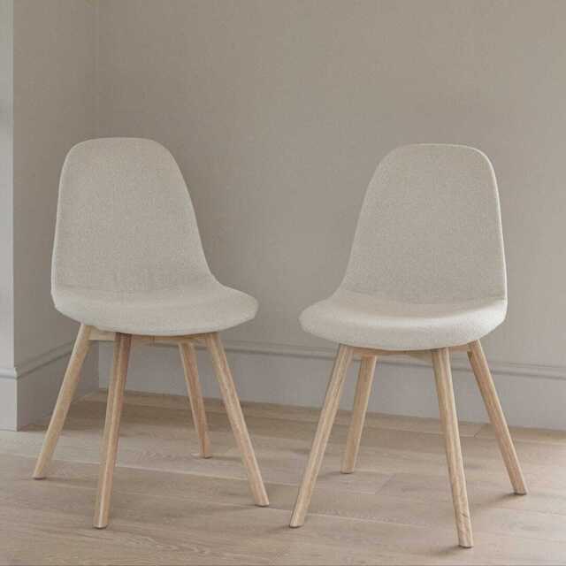 Ellis Light Beige Boucle Dining Chairs - Set of 2 - Whitewash Oak Legs - image 1