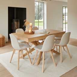 Ellis Light Beige Boucle Dining Chairs - Set of 2 - Whitewash Oak Legs - thumbnail 5