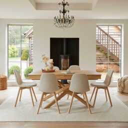 Ellis Light Beige Boucle Dining Chairs - Set of 2 - Whitewash Oak Legs - thumbnail 2