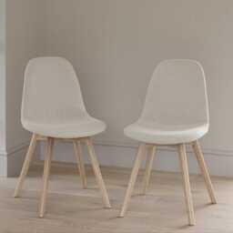 Ellis Light Beige Boucle Dining Chairs - Set of 2 - Whitewash Oak Legs - thumbnail 1