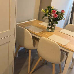 Ellis Light Beige Boucle Dining Chairs - Set of 2 - Whitewash Oak Legs - thumbnail 3