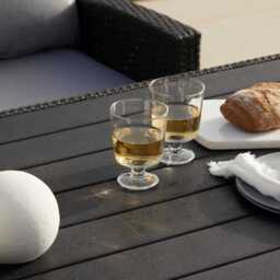 Aston 9 Seater Rattan Garden Corner Sofa Set with with Cream Lean Over Parasol - Black Polywood Top - thumbnail 3