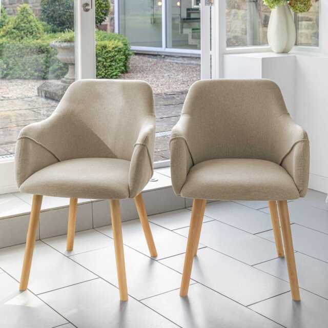 Freya Sand Armchairs - Set of 2 - Pale Oak Legs - image 1