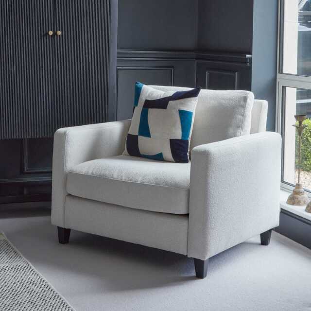 Ava Light Beige Boucle Armchair - Black Oak Legs - image 1