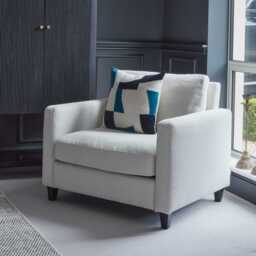 Ava Light Beige Boucle Armchair - Black Oak Legs - thumbnail 1