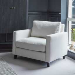 Ava Light Beige Boucle Armchair - Black Oak Legs - thumbnail 4