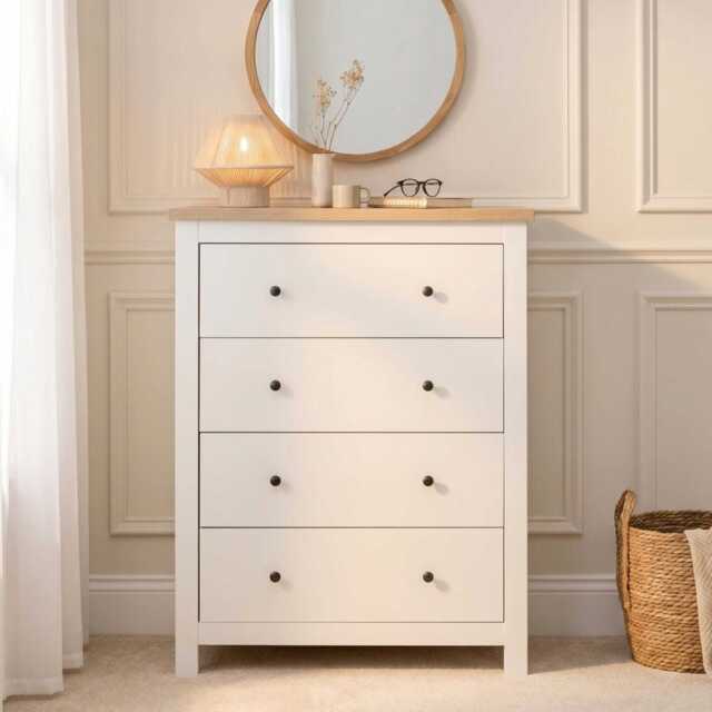 Bampton 4 Drawer Tall Chest of Drawers - Alabaster White - image 1