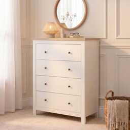 Bampton 4 Drawer Tall Chest of Drawers - Alabaster White - thumbnail 2