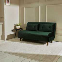 Una 2 Seater Double Sofa Bed - Green Velvet - thumbnail 4