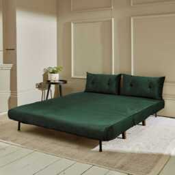 Una 2 Seater Double Sofa Bed - Green Velvet - thumbnail 3