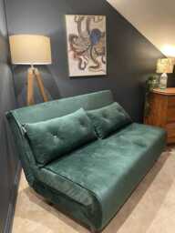 Una 2 Seater Double Sofa Bed - Green Velvet - thumbnail 2