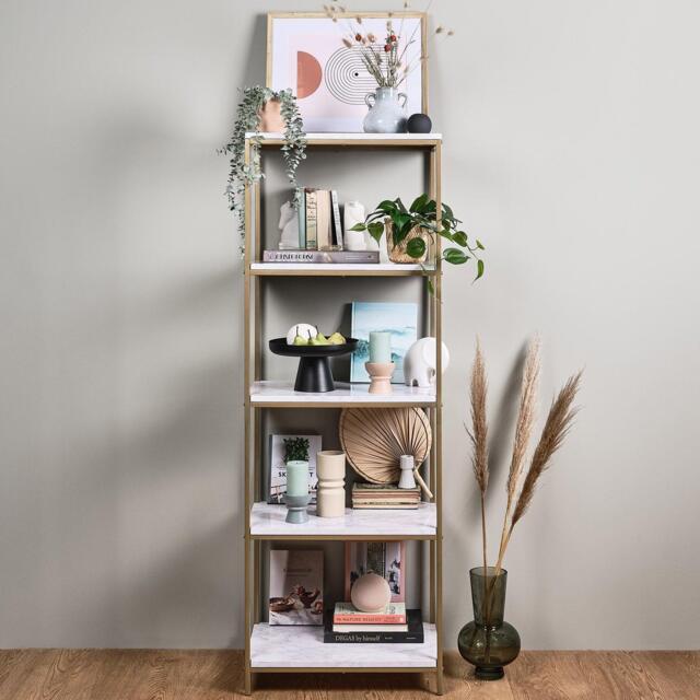 Jay Marble and Gold Tall Bookcase - image 1