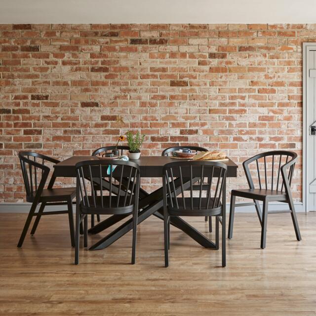 Amelia Black Dining Table Set - 6 Seater - Mabel Black Spindle Back Chairs - image 1