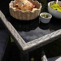 Marston 4 Seater Rattan Garden Dining Set - Grey - Glass Top - thumbnail 4