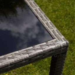 Marston 4 Seater Rattan Garden Dining Set - Grey - Glass Top - thumbnail 3