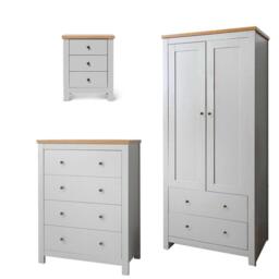 Bampton 3 Piece Bedroom Set - Chest of 4 Drawers - Stone Grey - thumbnail 6