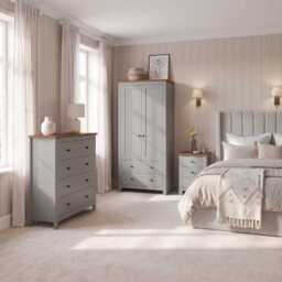 Bampton 3 Piece Bedroom Set - Chest of 4 Drawers - Stone Grey - thumbnail 1