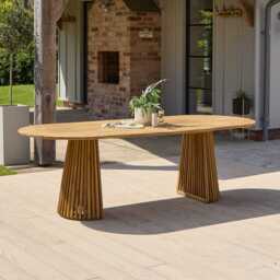 Willow 8 Seater Oval Garden Dining Table - Brushed Light Acacia