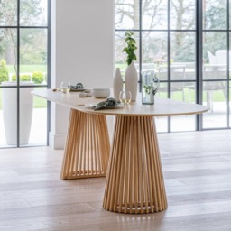 Willow Pale Oak  Dining Table Set - 6 Seater - Freya Sand Dining Chairs - Whitewash Legs - thumbnail 6
