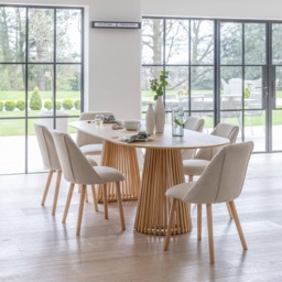 Willow Pale Oak  Dining Table Set - 6 Seater - Freya Sand Dining Chairs - Whitewash Legs - thumbnail 1