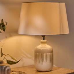 Arundel 24cm Clay Ceramic Lamp Base & Coningsby Snow White Cotton Lampshade - 30cm - thumbnail 4