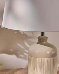 Arundel 24cm Clay Ceramic Lamp Base & Coningsby Snow White Cotton Lampshade - 30cm - thumbnail 3