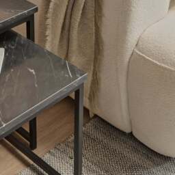 Nara Black Marble Square Nest of Tables - Black Frame - thumbnail 4