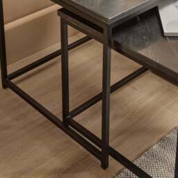 Nara Black Marble Square Nest of Tables - Black Frame - thumbnail 5