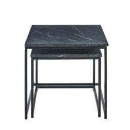 Nara Black Marble Square Nest of Tables - Black Frame - thumbnail 6