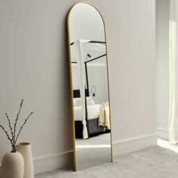 Ingham 140X40cm Metal Arch Mirror - Gold - thumbnail 1