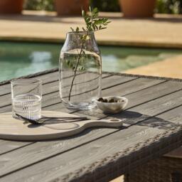 Marston 6 Seater Rattan Garden Dining Set - Grey - Polywood Top - thumbnail 3