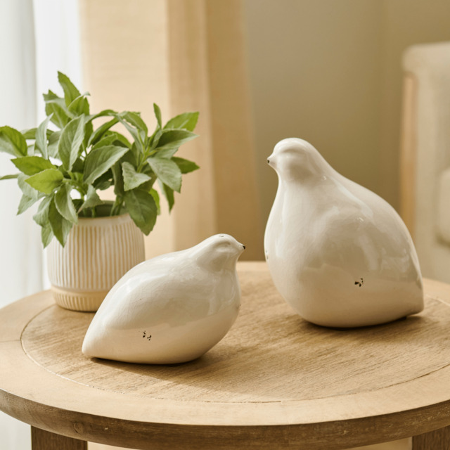 Cali Ceramic Bird Ornament Set - Off White - image 1