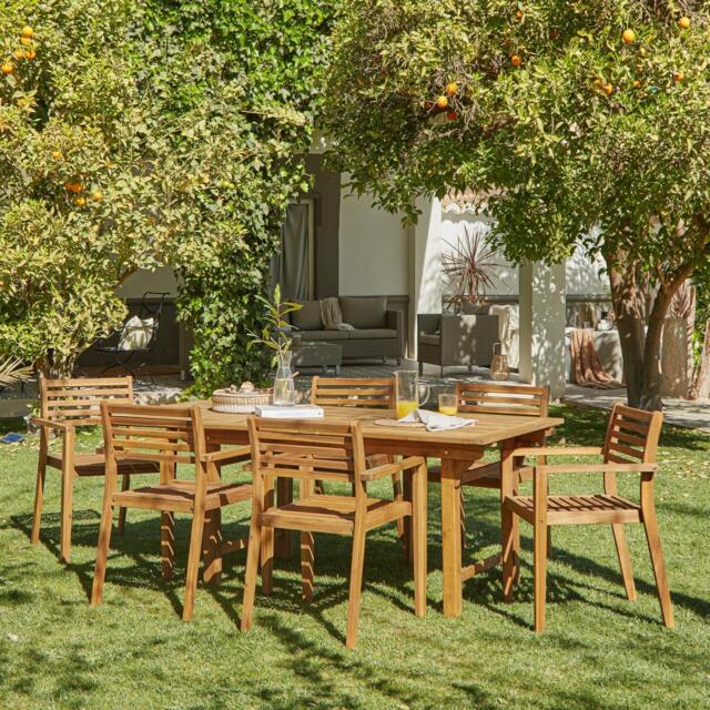 Aspen 6 Seater Wooden Extendable Garden Dining Set - image 1