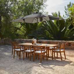 Aspen 8 Seater Wooden Extendable Garden Dining Set with Cushions - Grey Parasol