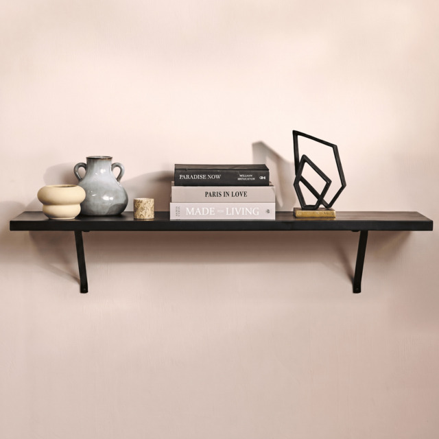 Atlas 125cm Wall Shelf - Jet Black Mango Wood - image 1