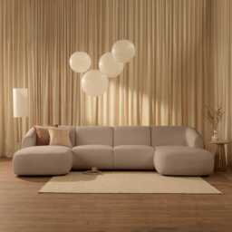 Nathalia Double Chaise Sofa -  Soft Beige