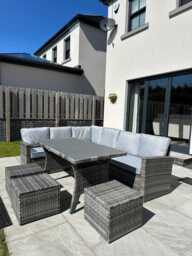 Aston 9 Seater Rattan Corner Sofa Set with Polywood Top - Grey - thumbnail 5